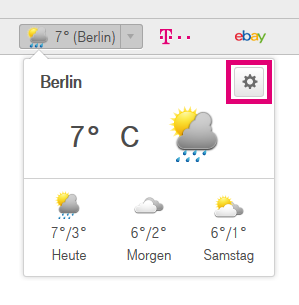 Wie kann ich die Wetter-Anzeige für meine Stadt im Browser 7 einrichten?